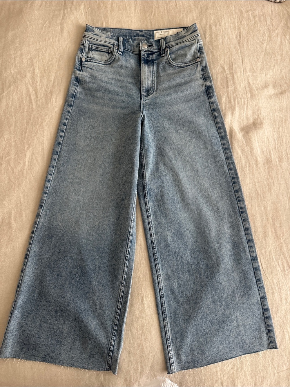 rag & bone Serena Crop Light Wash Wide-Leg Jeans